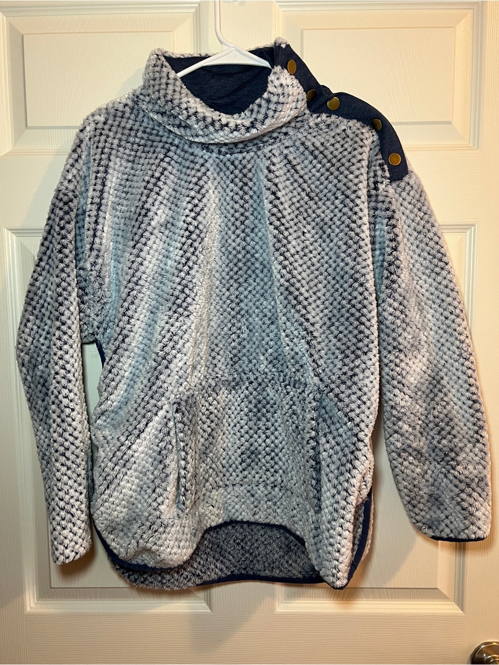 St. John's Bay Gray Plush Funnel Neck Sweater with Button-Shoulder